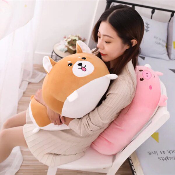 Coussin en peluche Animal doux, dessin animé, chien gras, chat, Totoro, pingouin, cochon en peluche