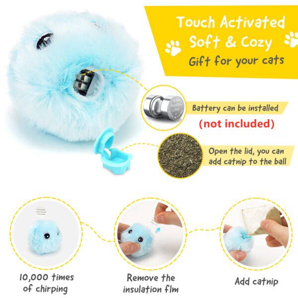 Balle Interactive en Peluche pour Chat – Sons Réalistes 🧶