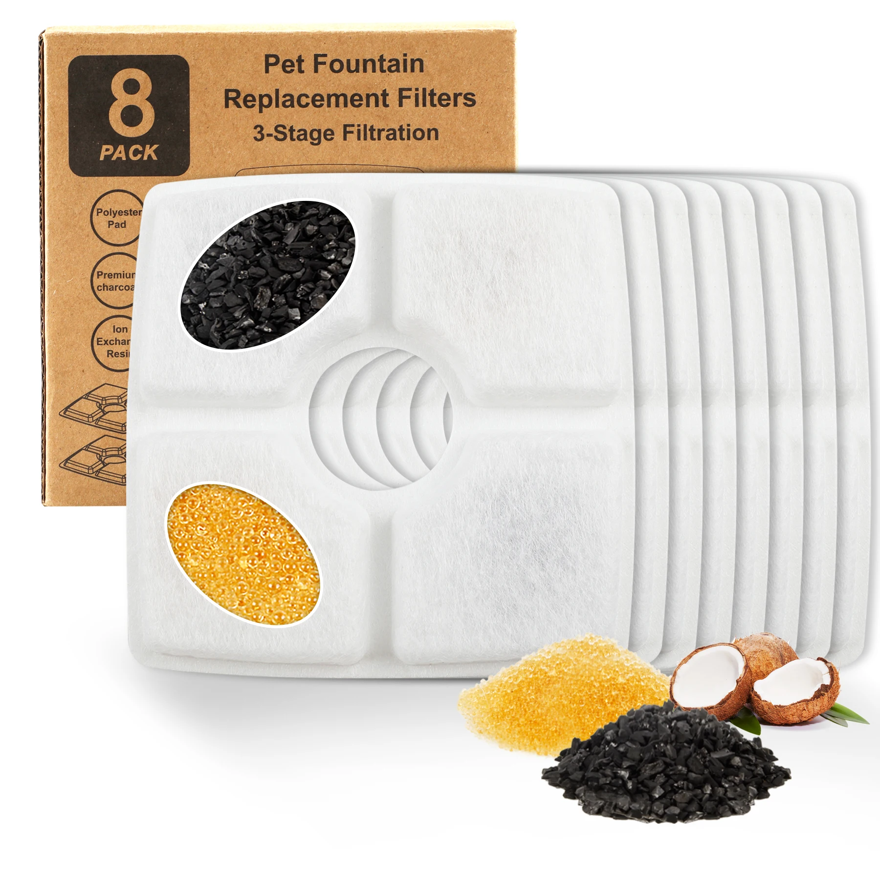 B 8pcs square filter