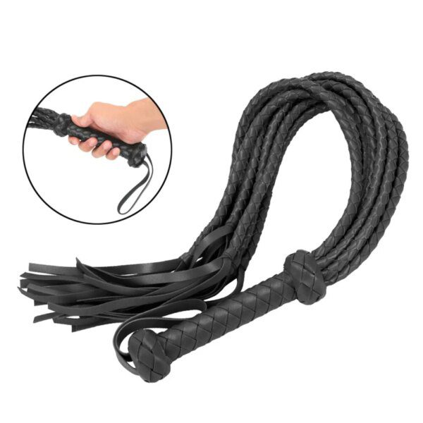 fouet cheval tressé à poignée en cuir