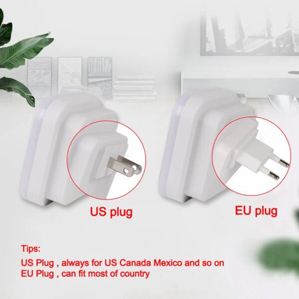 veilleuse prise murale LED sans fil avec capteur prise UE/US