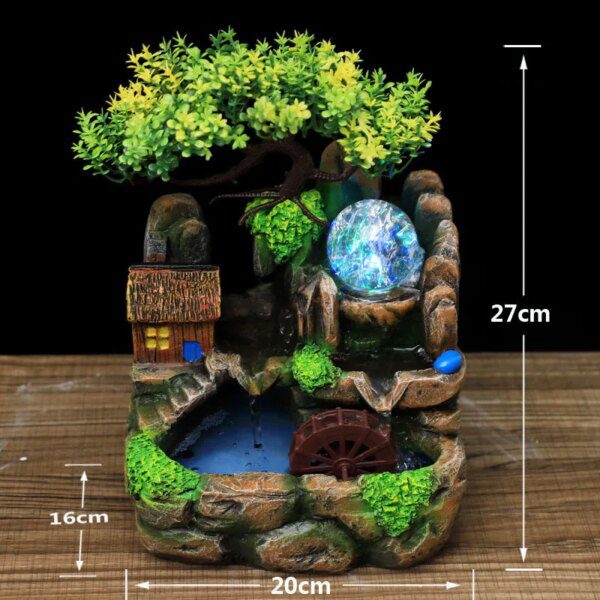 bureau feng shui Lumières Led fontaine d'eau