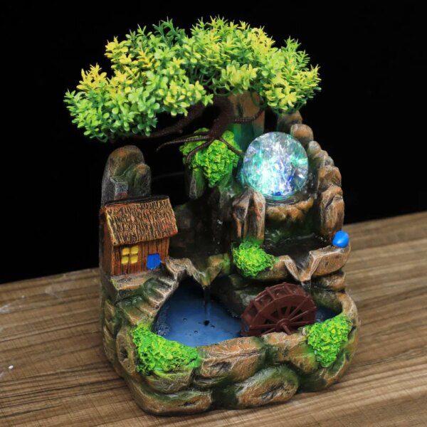 bureau feng shui Lumières Led fontaine d'eau