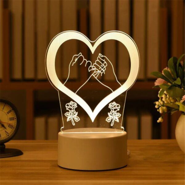 Veilleuse Saint Valentin LED 3D acrylique