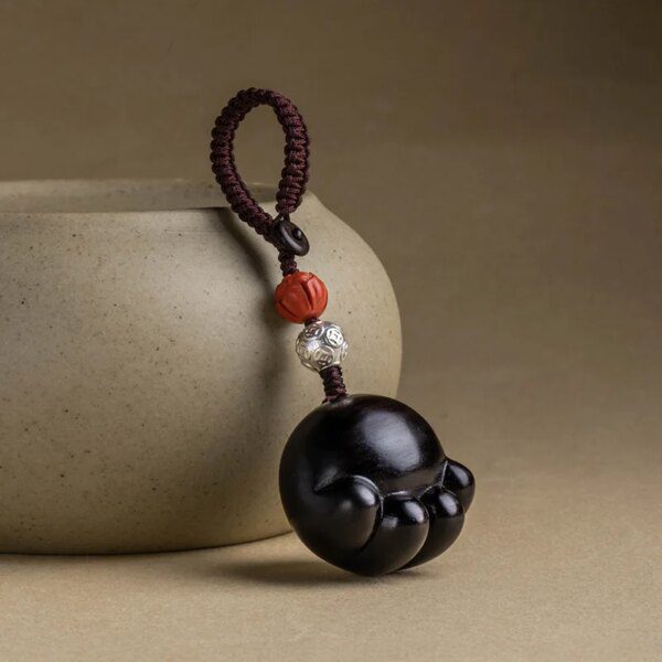 Porte clé en bois de voiture dessin animé patte de chat pour hommes et femmes