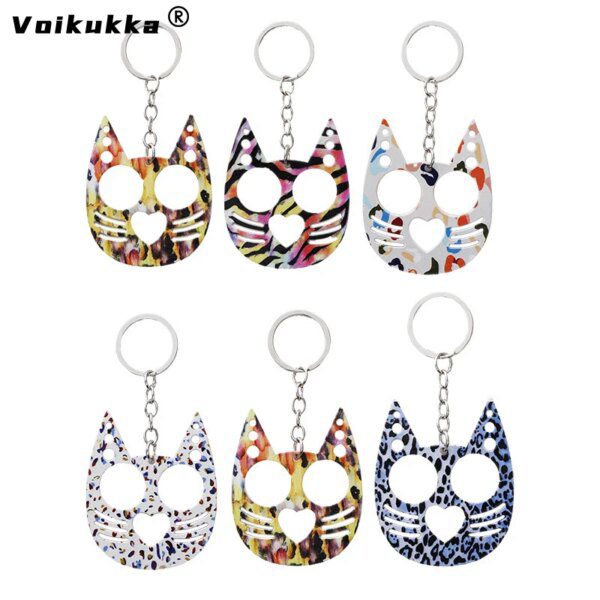 Porte clés chat multifonction en métal rose