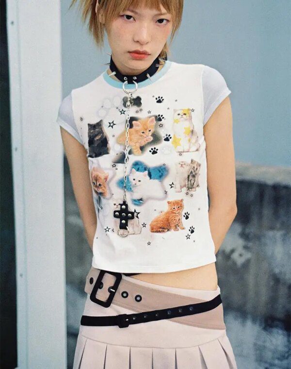 t shirt en coton femme, haut court