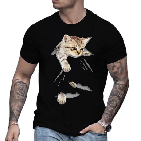 34071-2fc217.jpg 2022 mignon chat Animal t shirt homme impression 3d hommes chat t-shirt col
