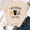 T shirt pour femmes 3 chats imprimé