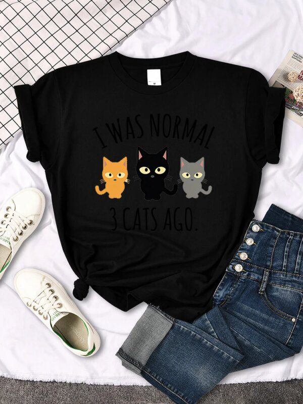 T shirt pour femmes 3 chats imprimé