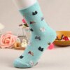 chaussette chat en coton pour femme, joli dessin anime
