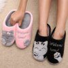 chaussons chat femme chaussure maison hiver antidérapantes en fourrure pour femmes