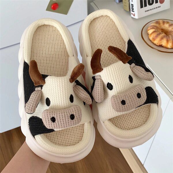 Chaussons animaux lin femmes
