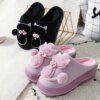 chaussons chat en strass à plateforme épaisse pour femmes