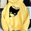 Sweat à capuche petit chat noir et couteau sweat avec sweats à capuche femmes