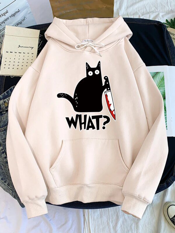 Sweat à capuche petit chat noir et couteau sweat avec sweats à capuche femmes