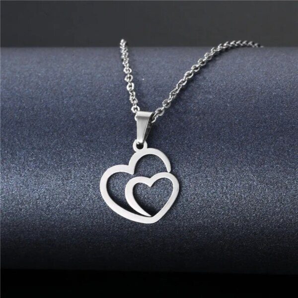 collier coeur en acier inoxydable avec pendentif