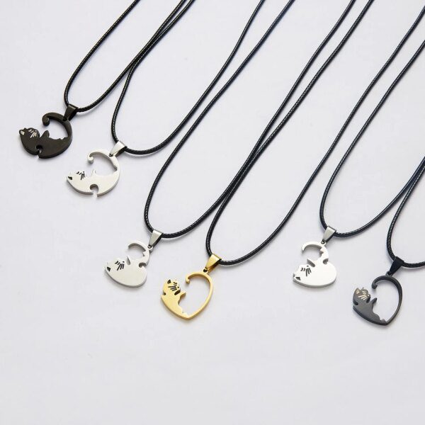 pendentif acier inoxydable, bijoux ras du cou, chat