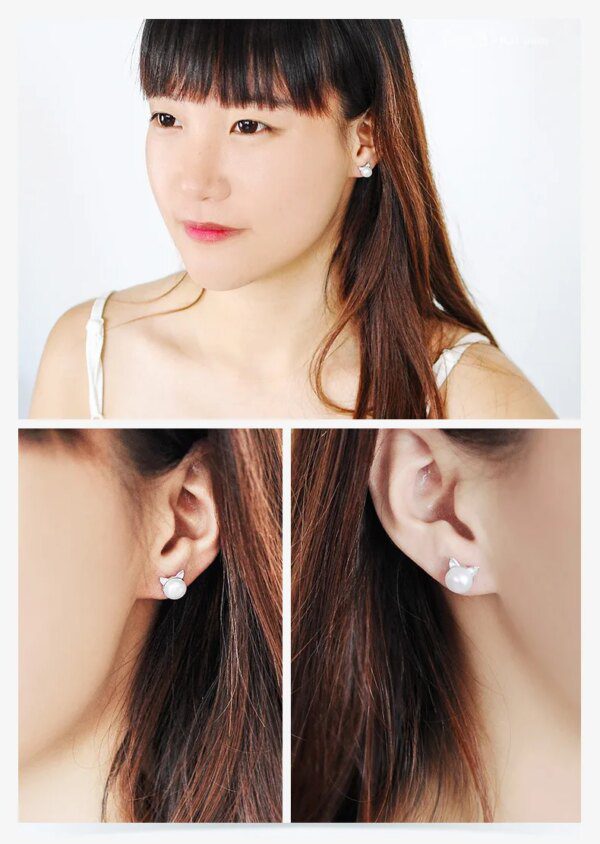 boucle d oreille chat  en argent