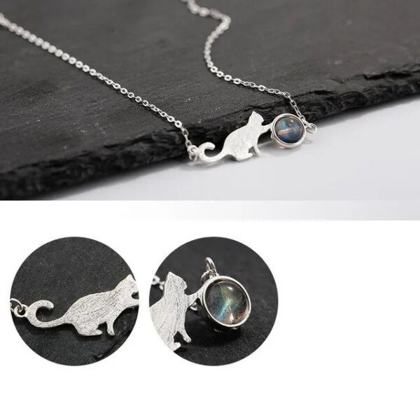 46812-56170e.jpg Perle ronde en argent Sterling 925, chat en cristal, cadeau pour femmes, Bracelets élégants, bijoux en argent