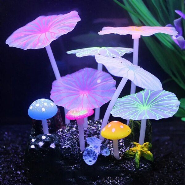47259-1121ae.jpg plante d aquarium artificielles fluorescentes en forme de champignon, 9 pièces