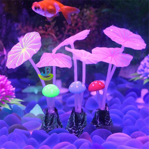 47259-fb1409.jpg plante d aquarium artificielles fluorescentes en forme de champignon, 9 pièces