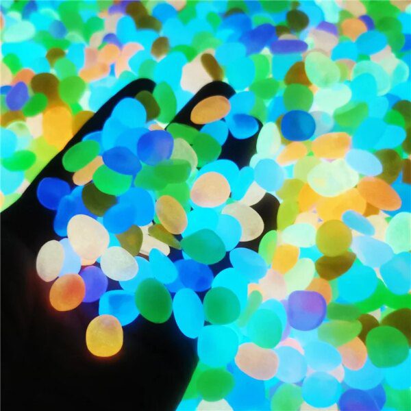 50/100Pcs Lueur dans le Noir Galets De Jardin aquarium Décoration Pierre de Lueur