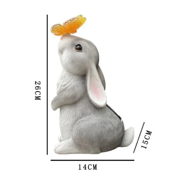 lampe solaire jardin, lapin et papillon