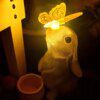 lampe solaire jardin, lapin et papillon
