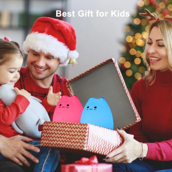 veilleuse bébé de nuit en forme de chat pour bébé, 7 couleurs