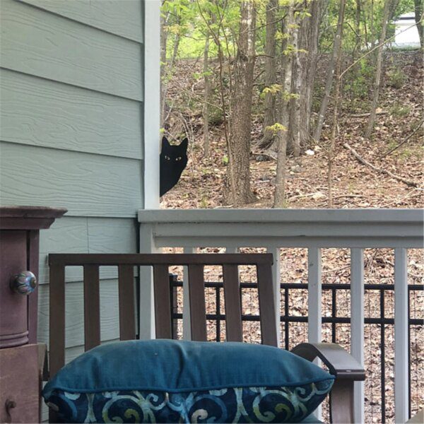 Sculpture de jardin en métal pour chat noir, ornement de pelouse, décoration artistique pour la maison