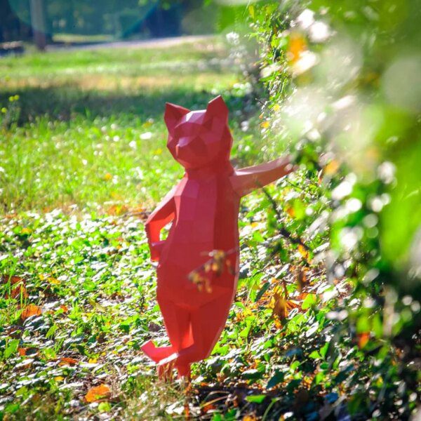 Sculpture de chat debout en papier 3D, modèles de chaton Cool