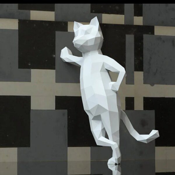 Sculpture de chat debout en papier 3D, modèles de chaton Cool