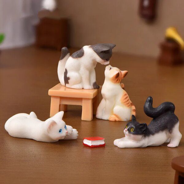 48030-c3f0df.jpg Figurines miniatures de dessin animé, Animal, chat, en résine, Micro paysage Kawaii, accessoires de bureau pour décoration de maison, cadeau pour enfants