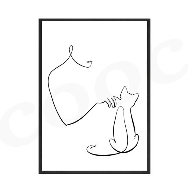 48143-61eef7.jpg Affiches line art chat et maître