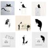 Mignon chat interrupteur mural autocollant décor à la maison