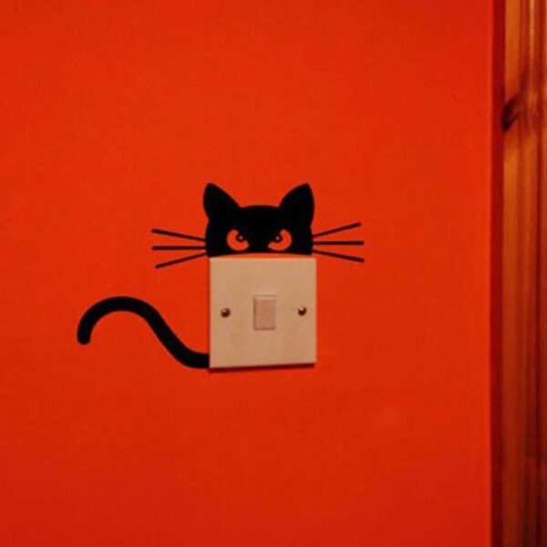 Mignon chat interrupteur mural autocollant décor à la maison
