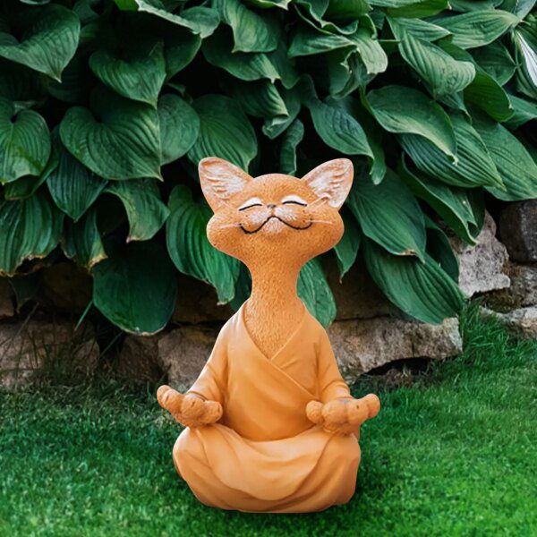 Sculpture de bouddha en résine, méditation, chat Zen assis, décoration de jardin, Yoga, artisanat, ornement pour bureau extérieur, maison