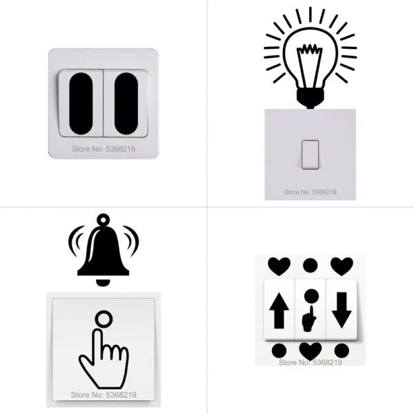 Autocollant interrupteur lumineux en vinyle pour chambre d'enfant, décoration murale