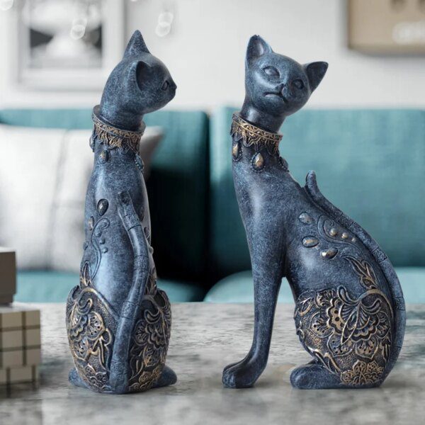 48478-26bf32.jpg Poupée décorative Résine Statue de Chat Décoration de la Maison Mode Cadeau