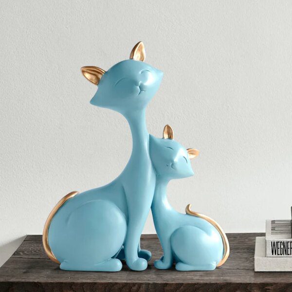 Figurine chat en résine, animaux décoratifs, cadeau de bureau, ornements de maison, accessoires de salon