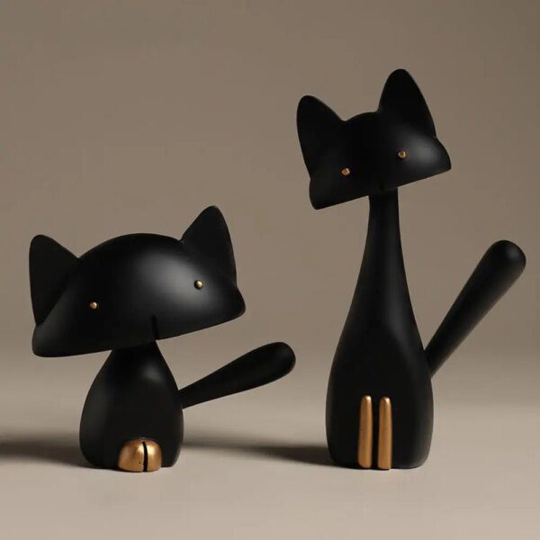 Décoration de chambre, Sculpture en résine, Art artisanal moderne, nordique, chat, Animal