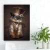 Peinture sur toile avec chat Steampunk, animaux amusants