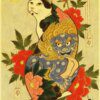 Affiches rétro de tatouage de chat samouraï japonais, tableau chat