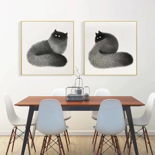 tableau chat peinture animal, affiches et imprimés d'animaux, images d'art murales pour salon, décoration de la maison