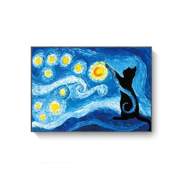 49329-9cd4d8.jpg Affiche chat noir ciel étoilé