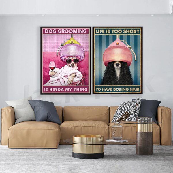 Affiche vintage de toilettage pour chiens – Art mural drôle