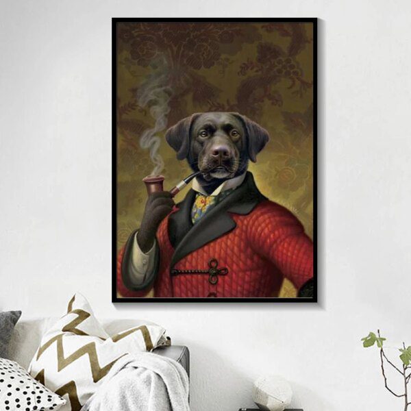 Peinture murale sur toile – Chien en dessin animé style classique
