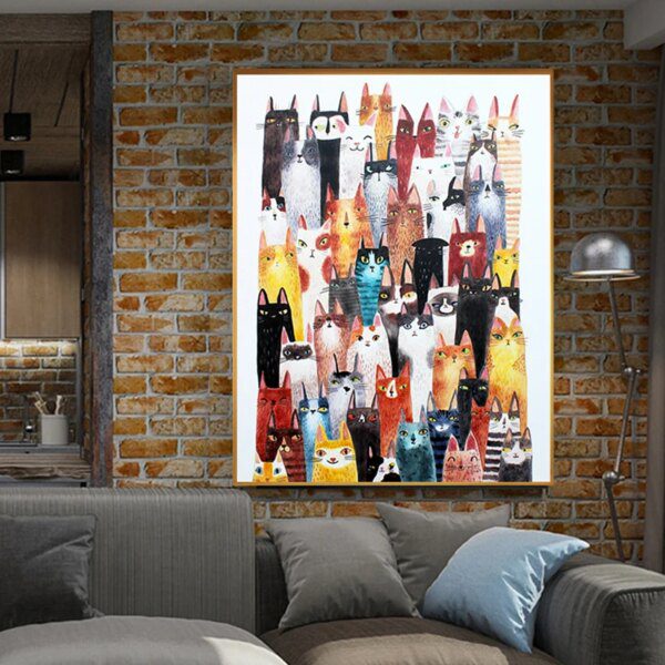 Affiche de dessin animé nordique – Peinture animale moderne