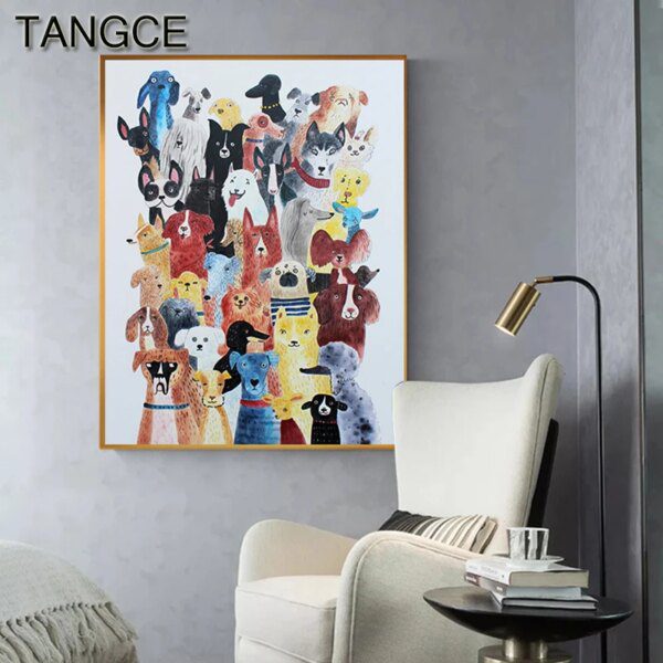 Affiche de dessin animé nordique – Peinture animale moderne